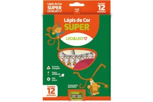 LAPIS DE COR 12 CORES SUPER JUMBO LEO&LEO