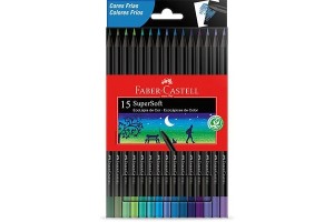 LAPIS DE COR ECOLAPIS SUPERSOFT FABER CASTELL 15 CORES FRIAS