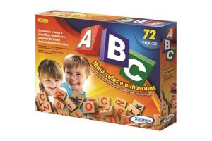 BRINQUEDO PEDAGOGICO MADEIRA ABC MAIUSCULAS/MINUSCULAS 72PC  XALINGO