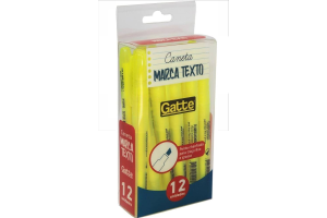 MARCA TEXTO GATTE AMARELO CX C/ 12 PCS