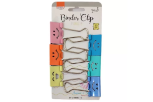 CLIPES PARA PAPEL BINDER 25MM - BLISTER C/ 6 UN - EMOJI NEON