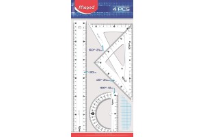 KIT MAPED ESSENTIALS 1 REGUA 30CM  2 ESQUADROS 60 E 45  1 TRANSFERIDOR 180